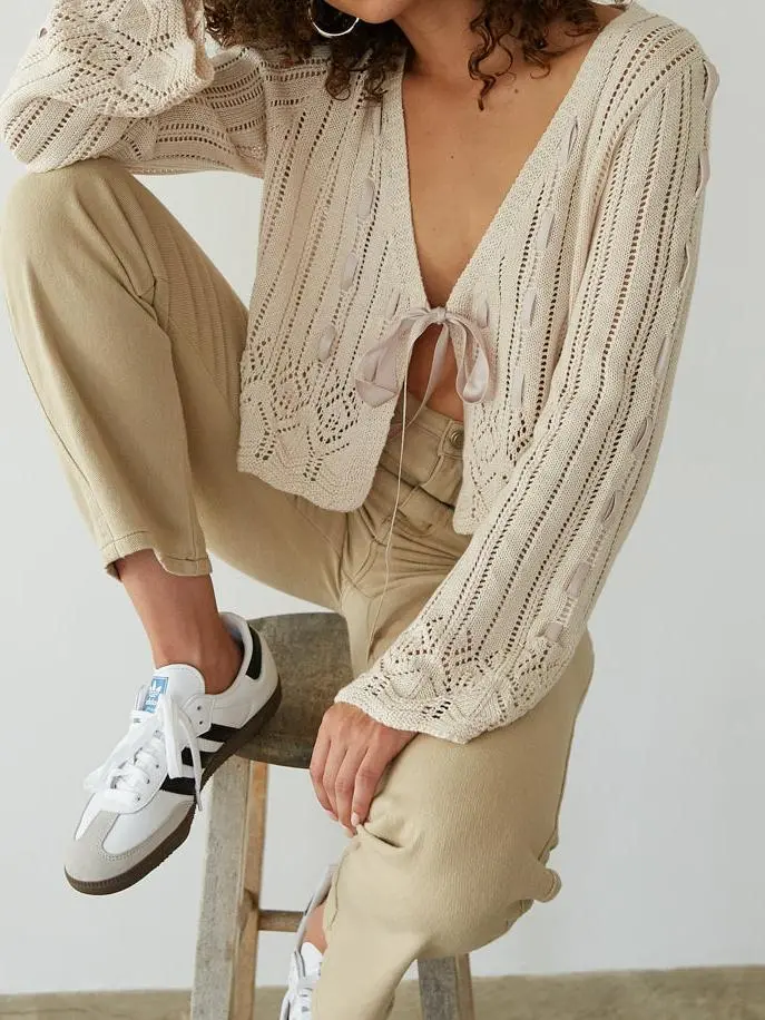 Ginger Crochet Ribbon Cardigan