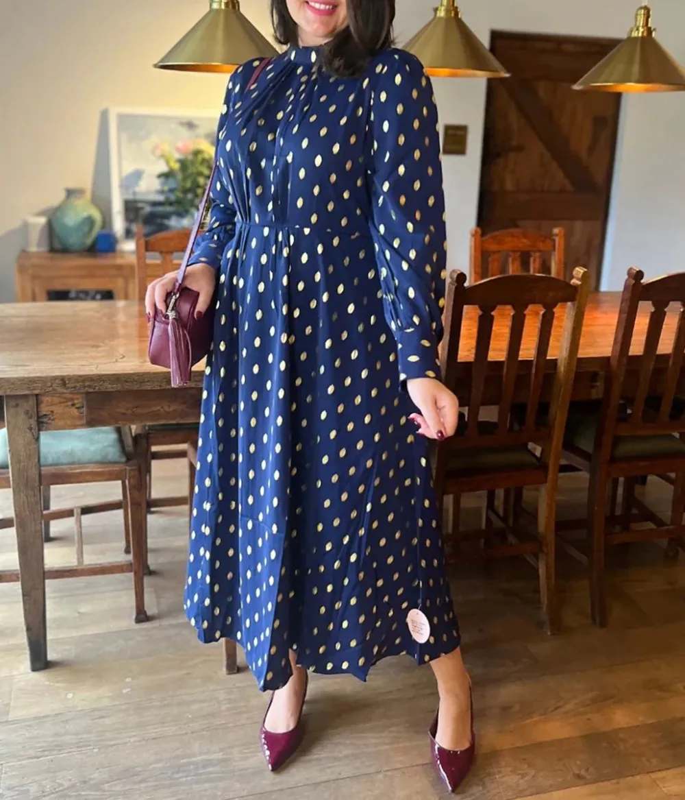 Navy Foil Print Dress