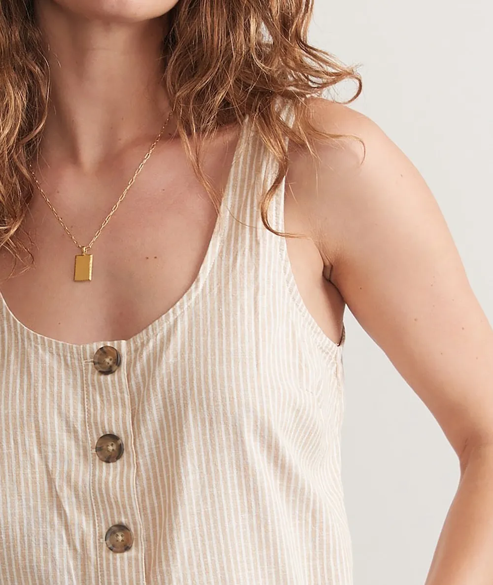 Button-Through Sleeveless Romper