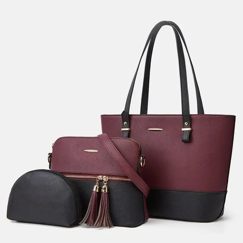 3PCS Retro Large Capacity Handbag Tote Bag Set