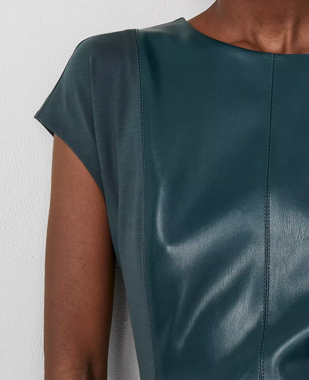 Faux Leather Mixed Media Dress