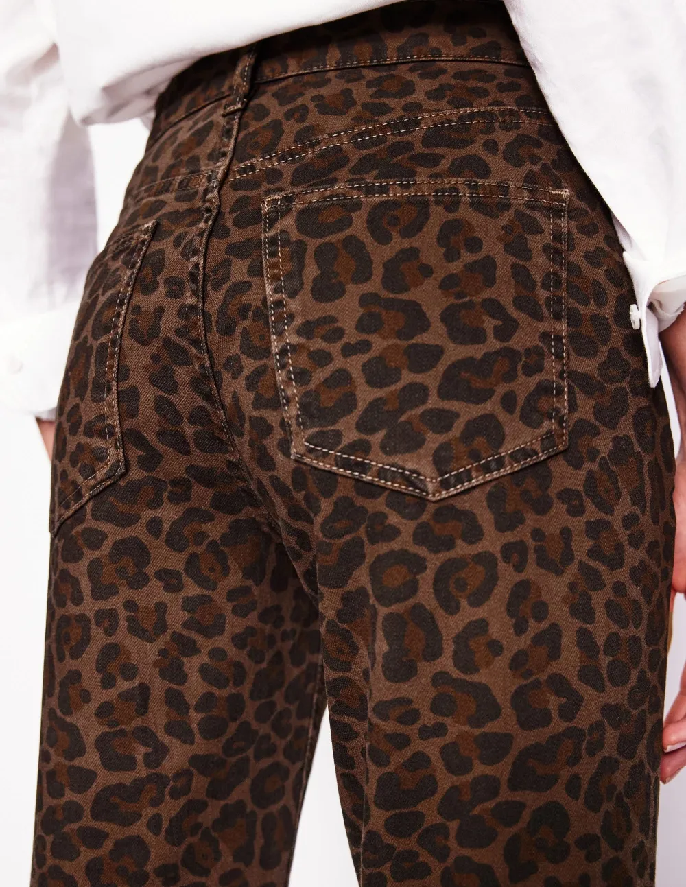 Leopard - Print Girlfriend Jeans