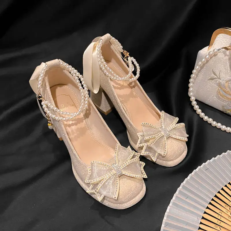 Bow Detail Strap Low Heel Shoes