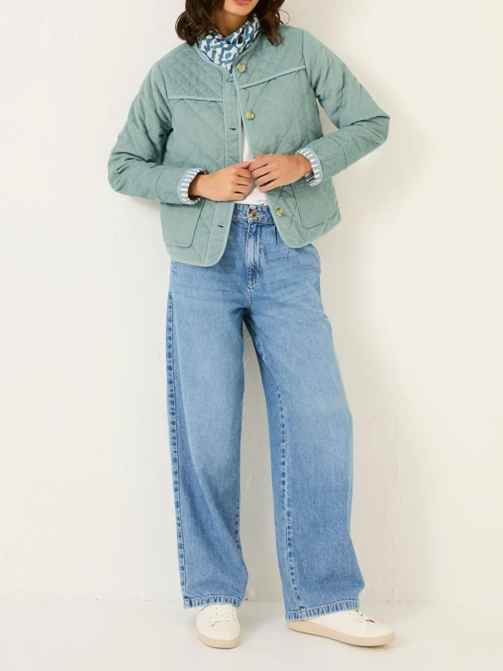 Light Blue Cord Quilted Jacket