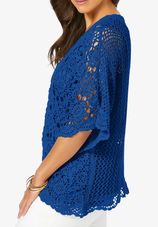 Hollow Solid Color Cardigan