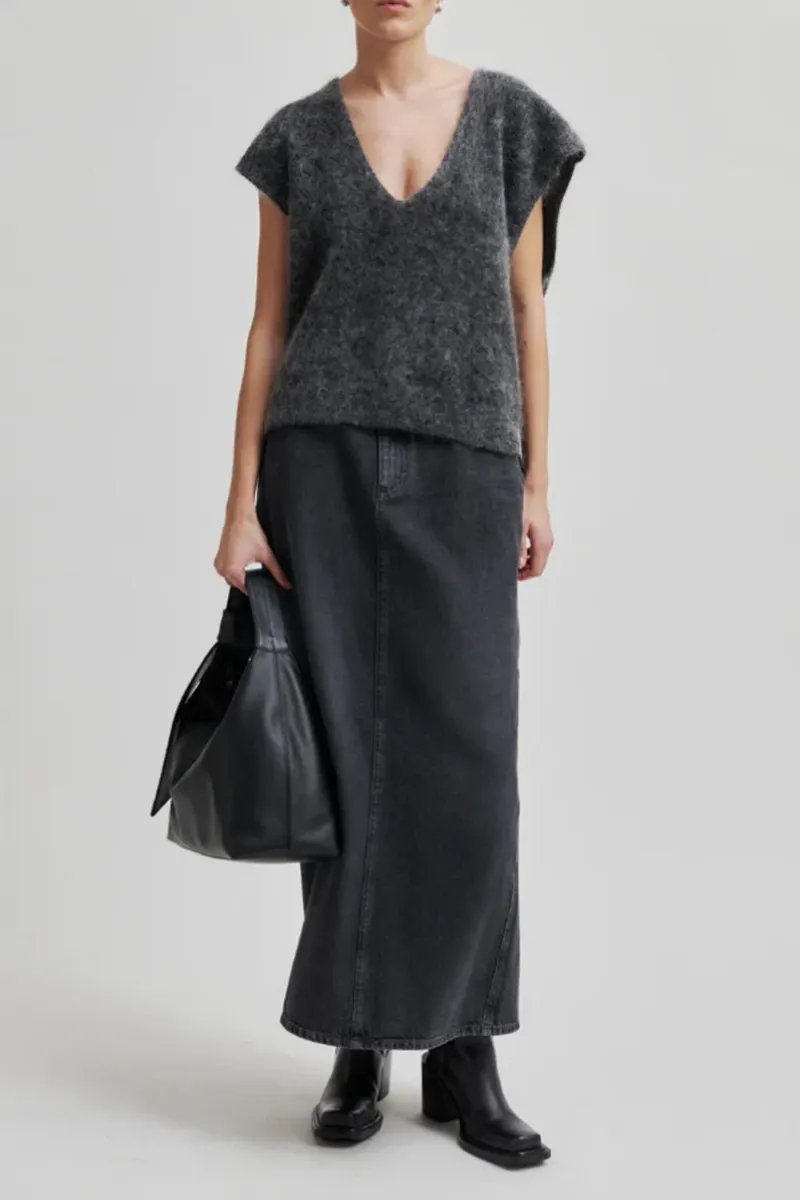 Denim Fabric Casual Maxi Skirts