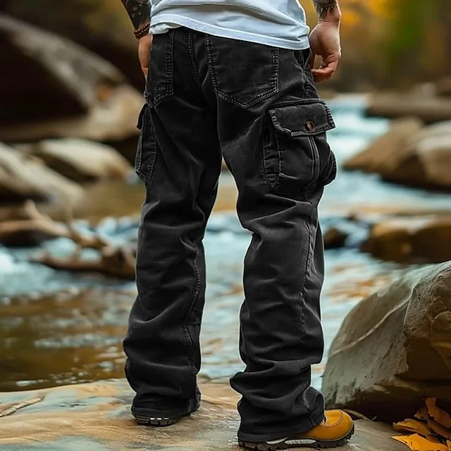 Men's Straight Leg Casual Corduroy Cargo Pants