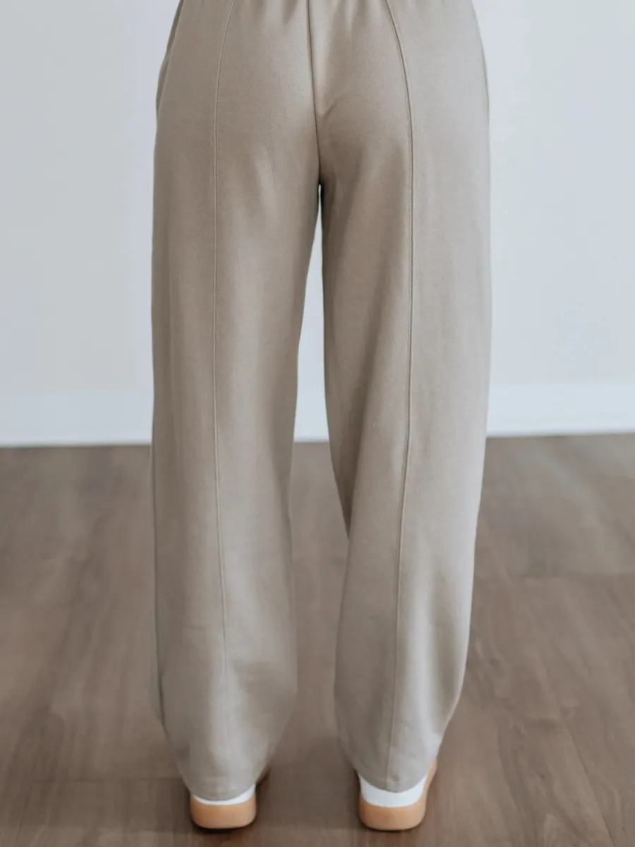 Plain Elastic Waist Pants