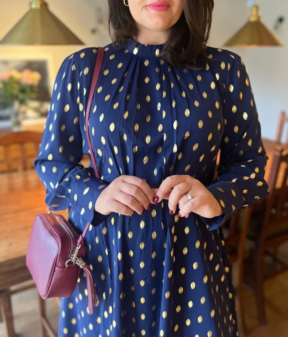 Navy Foil Print Dress