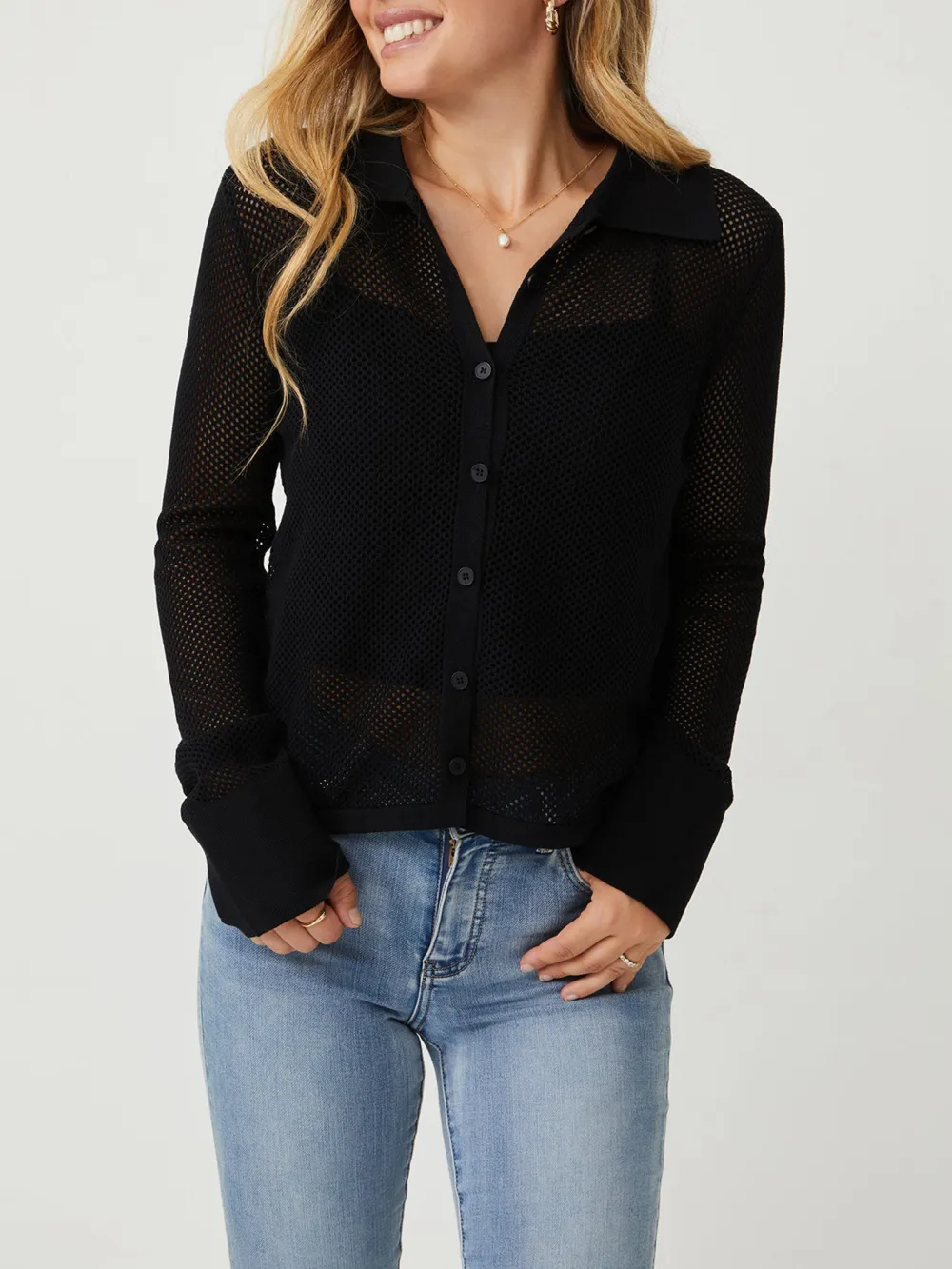 Black V Neck Knit Shirt