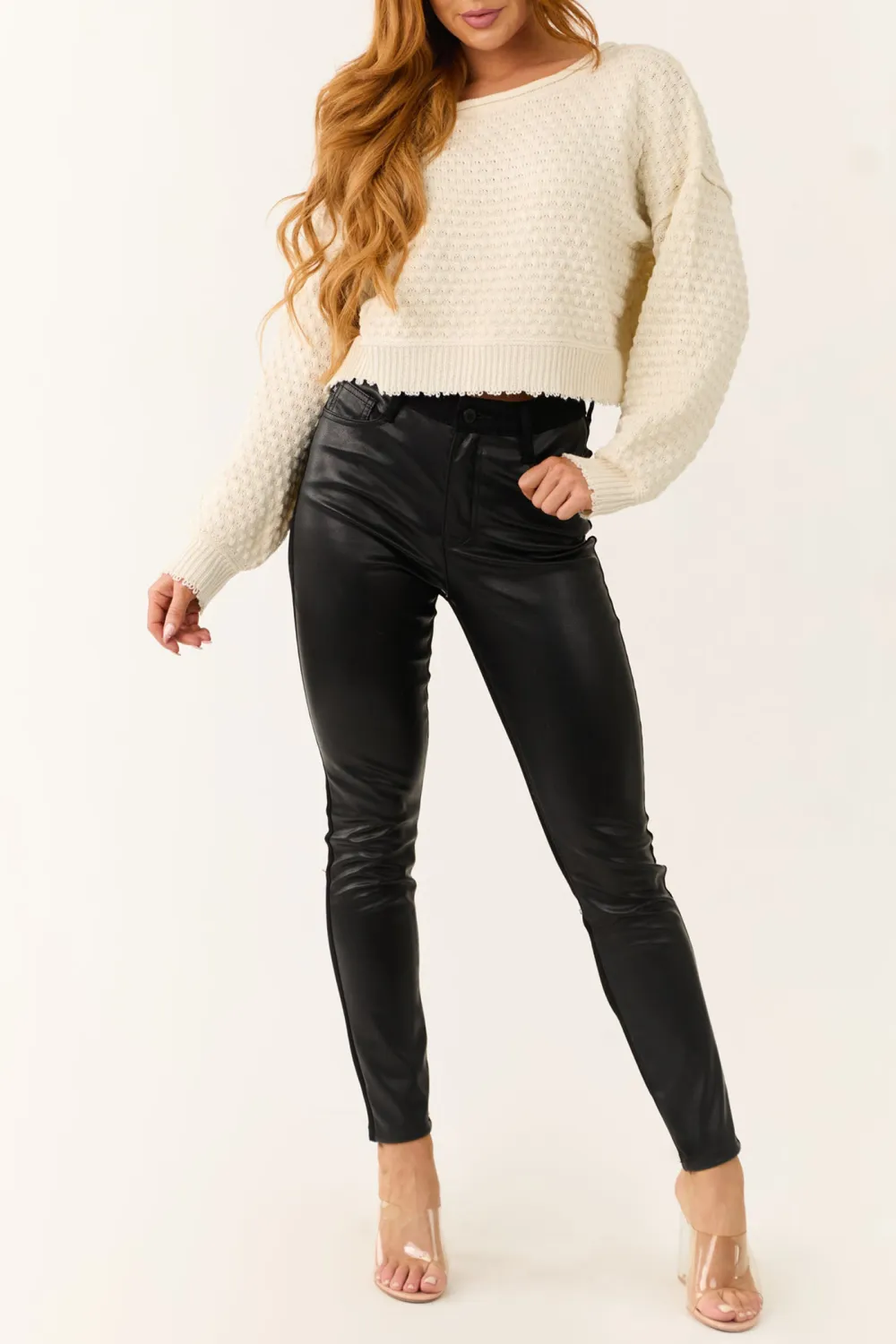 Black Faux Leather Skinny Jeans