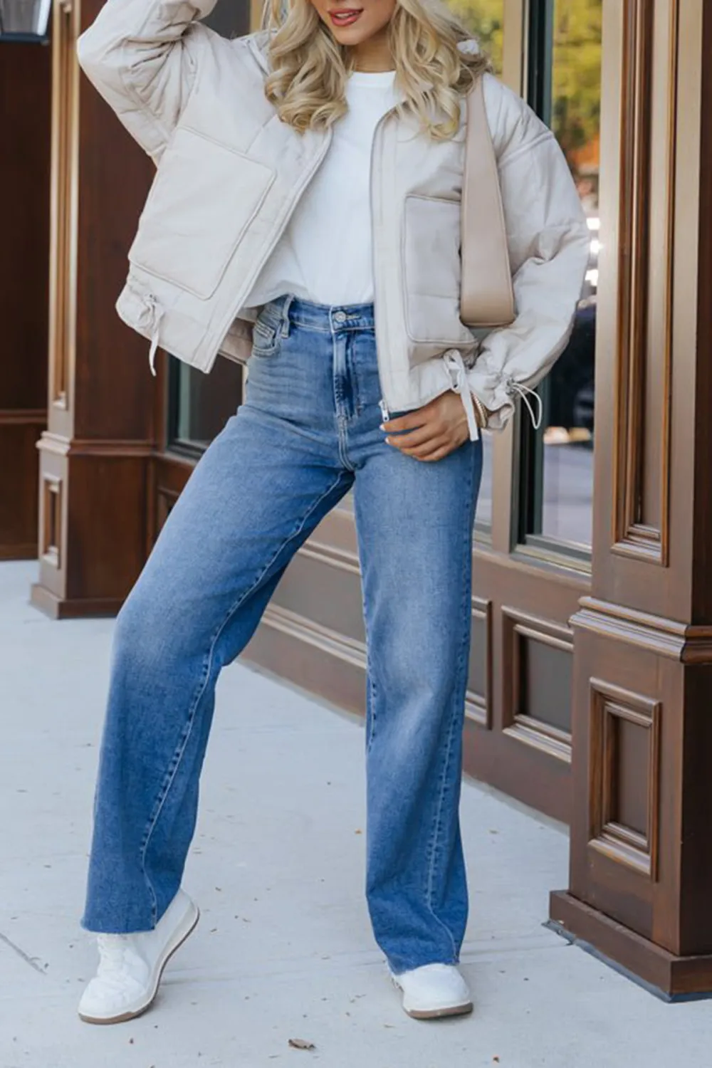 Beige Simple Down Jacket