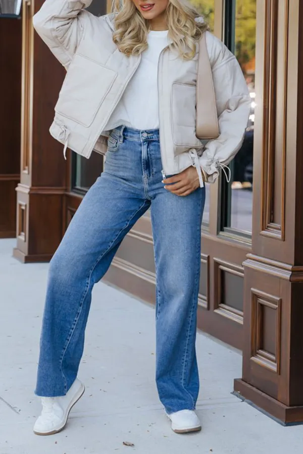 Beige Simple Down Jacket