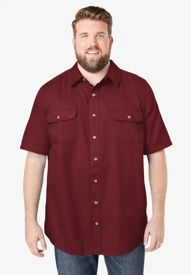 Short Sleeve Denim and Twill Shirt
