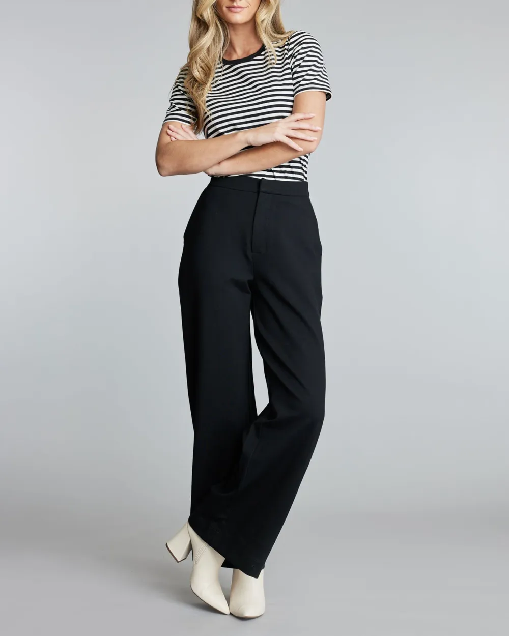 Black High Rise Wide Leg Office Pant