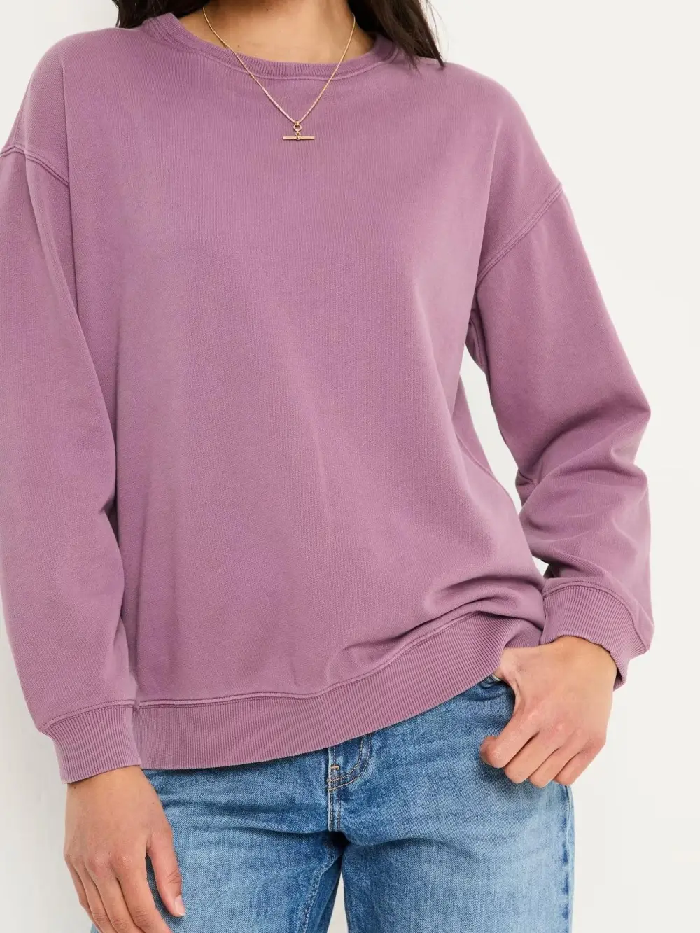 Purple Casual Crew Sweatshirt