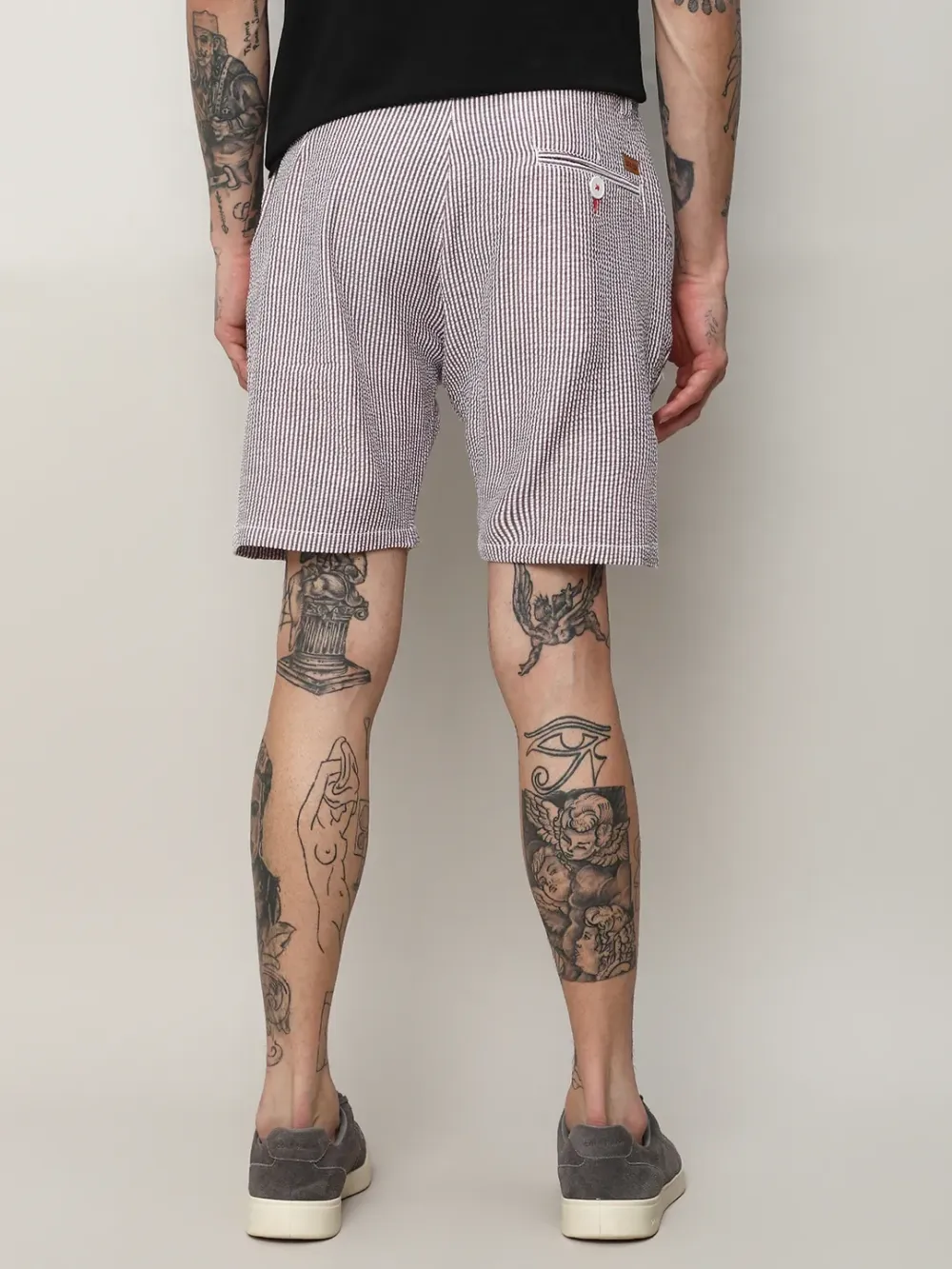 Brown Casual Style Stripe Shorts
