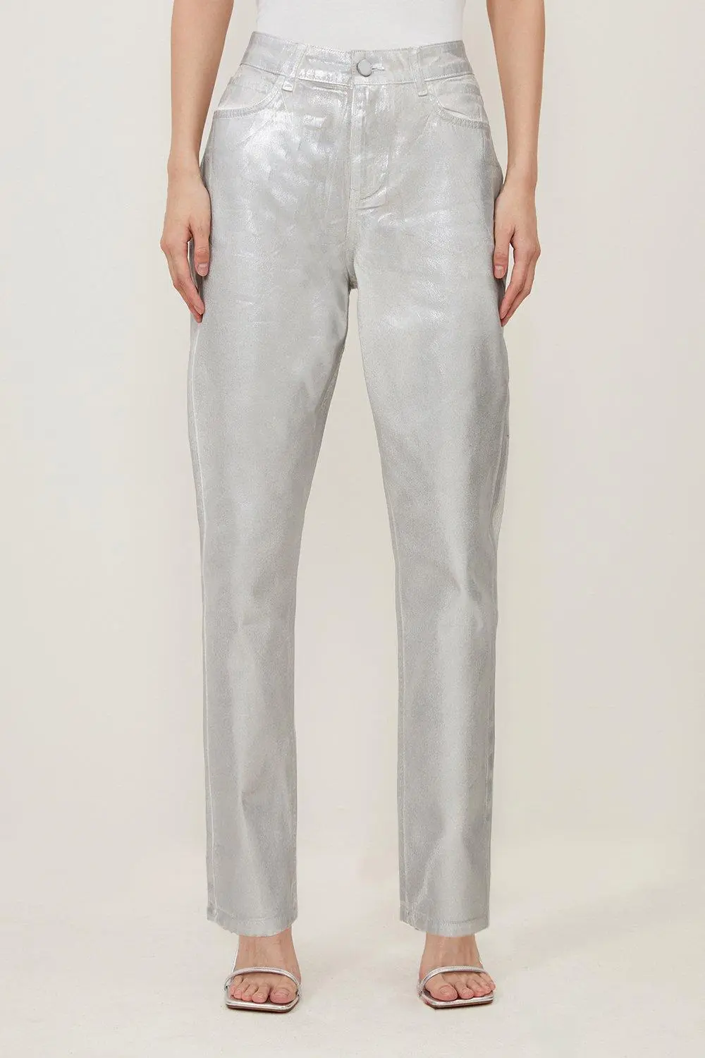 Slim Leg Silver Foiled Trouser