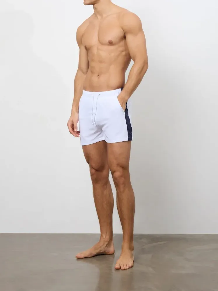 White Contrast Trim Short Swim Shorts