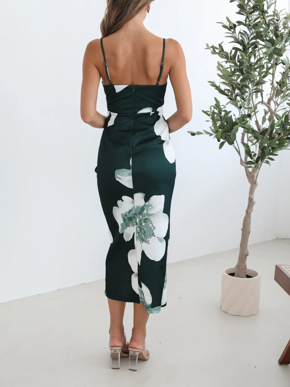 Emerald Floral Casual Style Dress