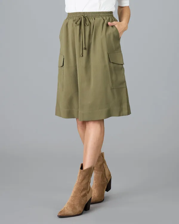 Burnt Olive Cargo Midi Skirt