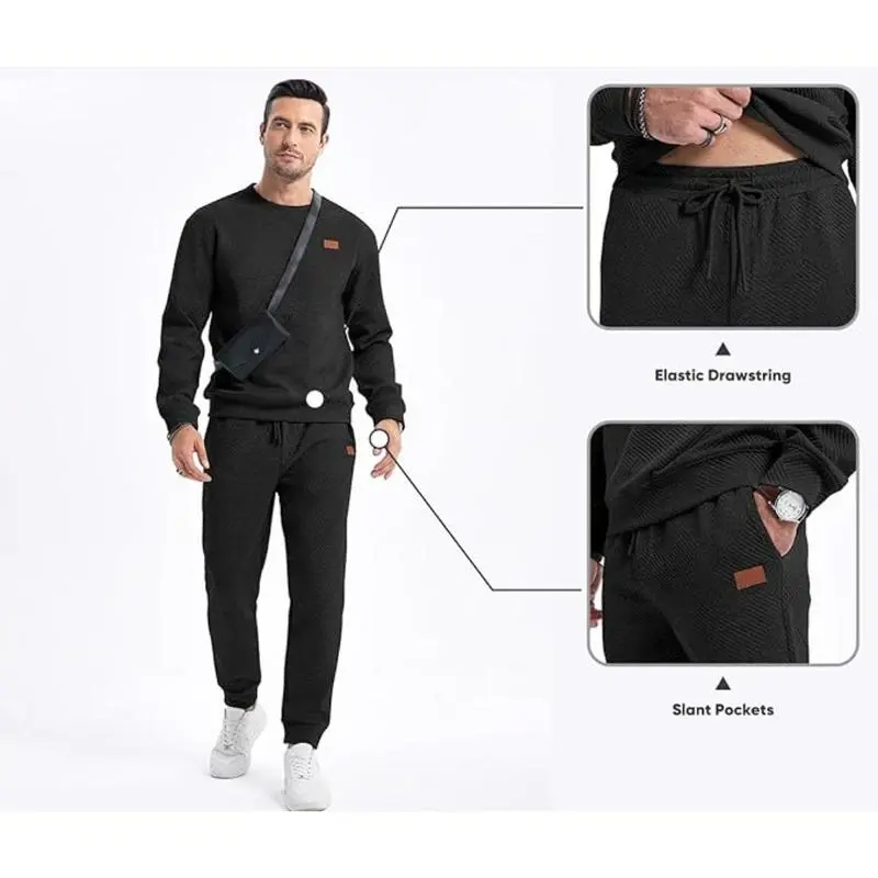 🔥Last Day Promotion 89% OFF🔥Men's 2-Piece Knitted Casual Suit - Sweatshirt & Pants for Daily Lounge Wear