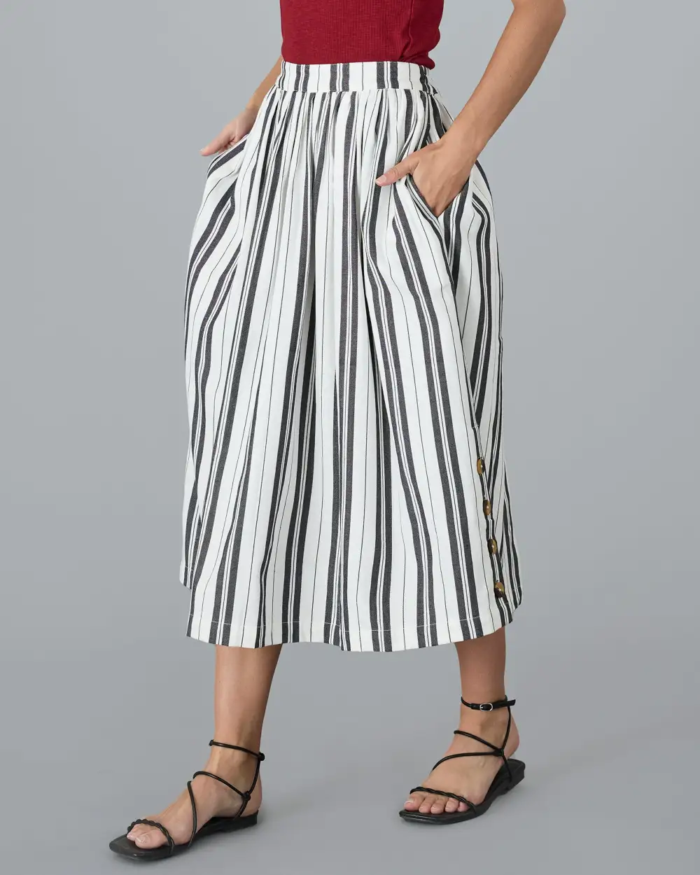 Black Striped Maxi Skirt