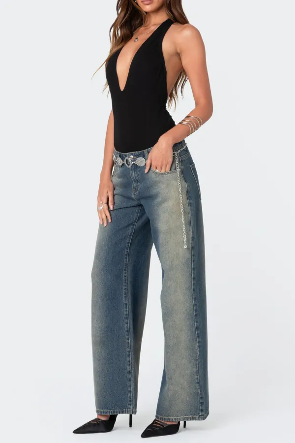 Deep V Backless Bodysuit