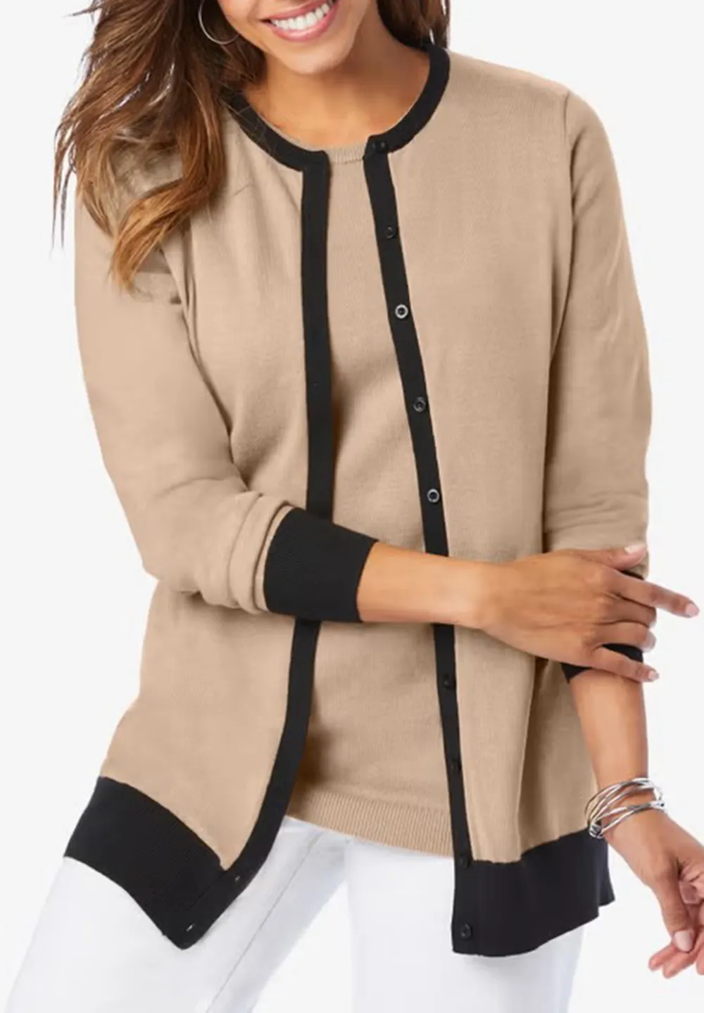 Round Neck Slim Fit Cardigan