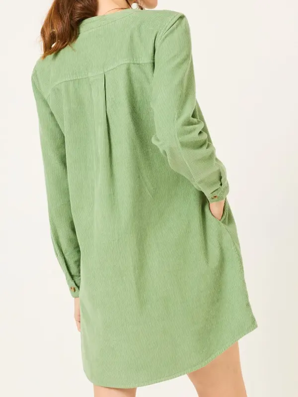 Olive Green 100% Cotton Cord Tunic Dress