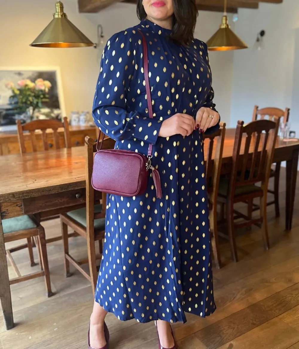 Navy Foil Print Dress