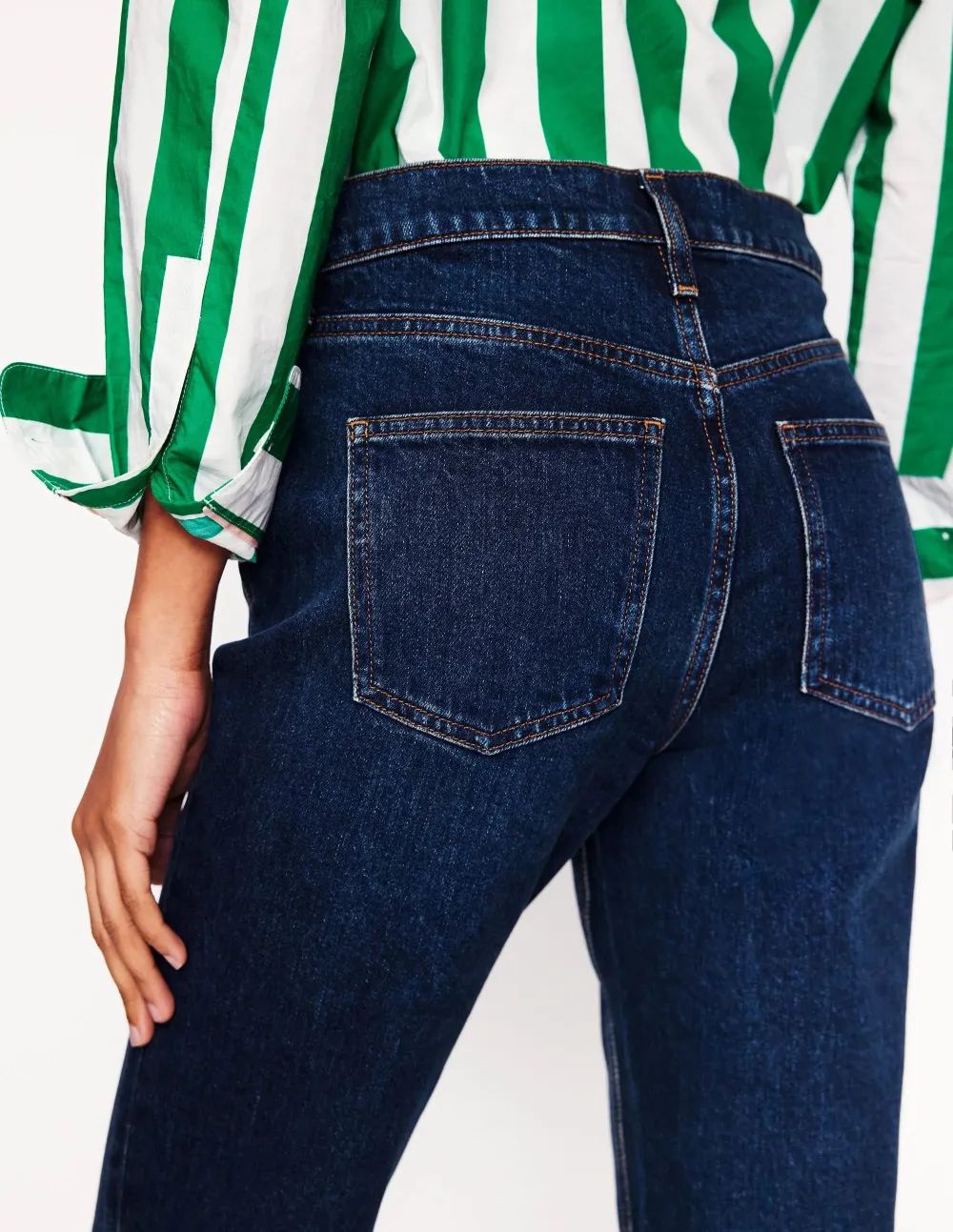 Dark Blue High - Rise Straight - Leg Jeans