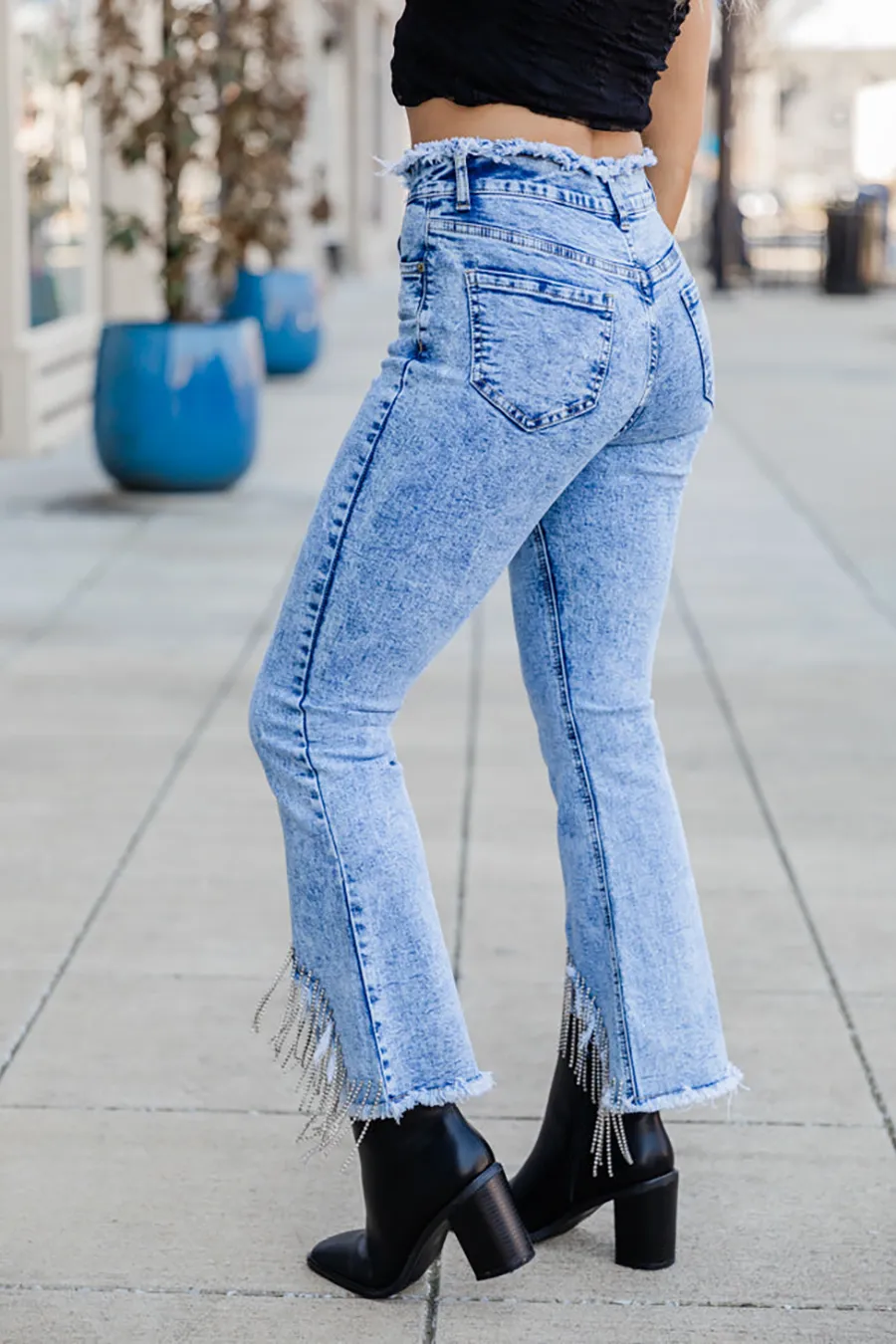 Diamond Fringe Flare Jeans