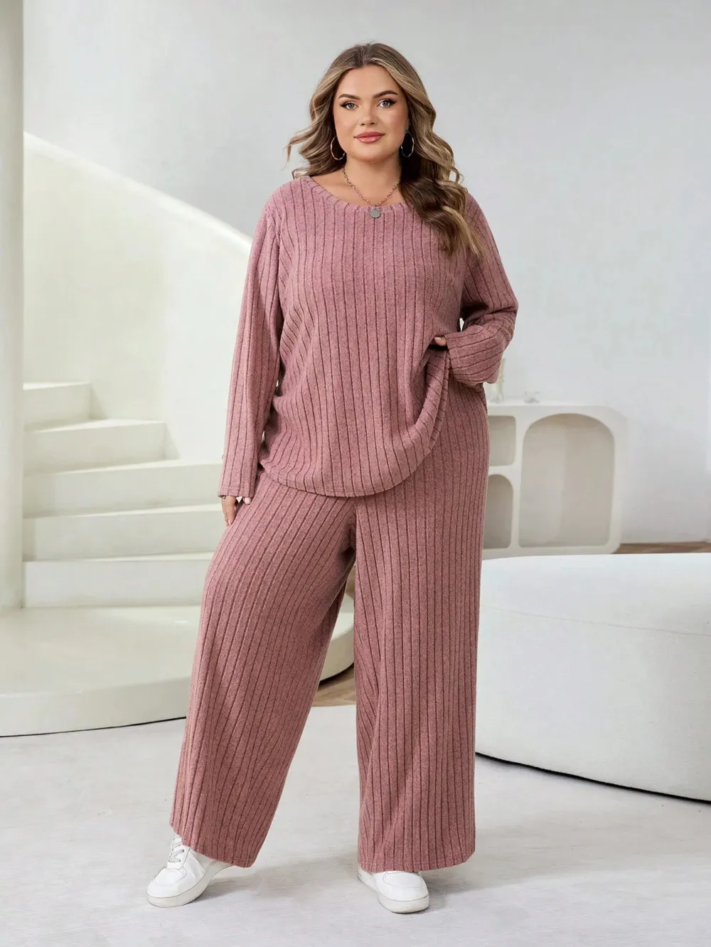 Plus Size Women's Casual Two-Piece T-Shirt & Pants Set