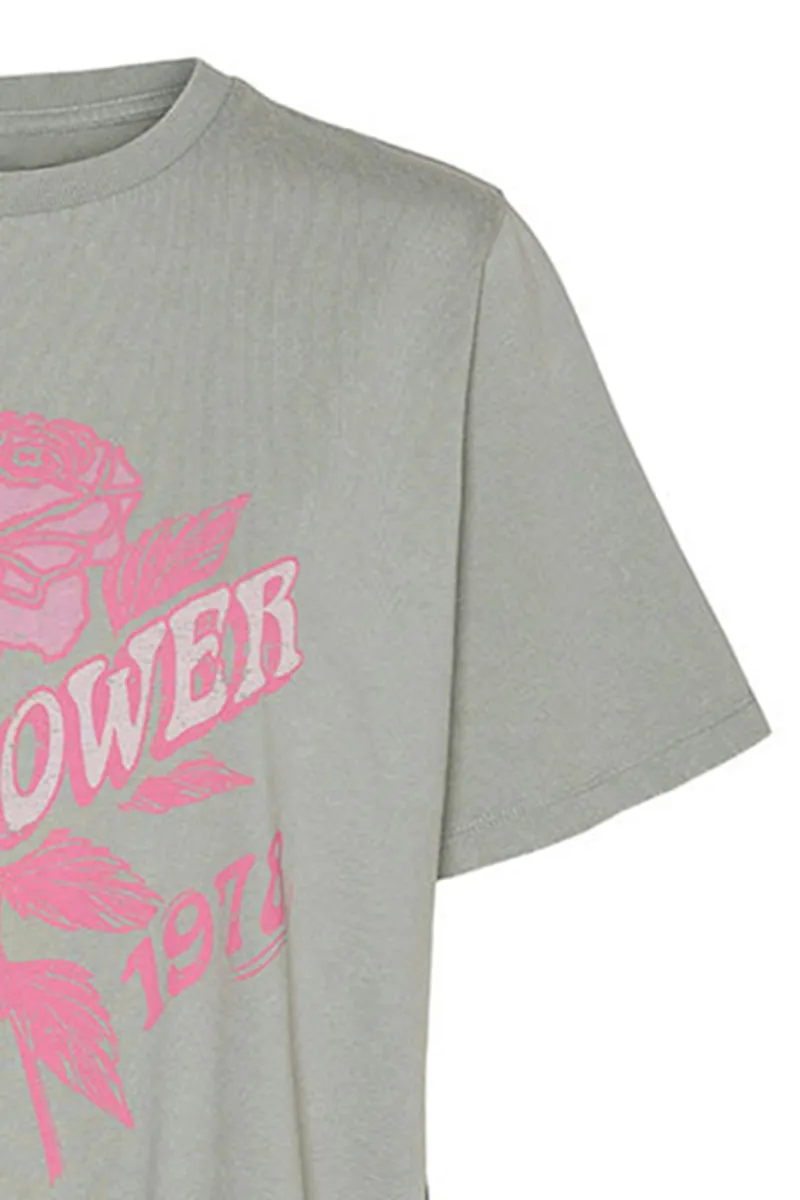 Floral Letter Print Short Sleeve T-Shirts