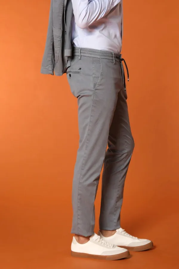 Men's Air Force Blue Twill Elastic Waist Slim Fit Trousers