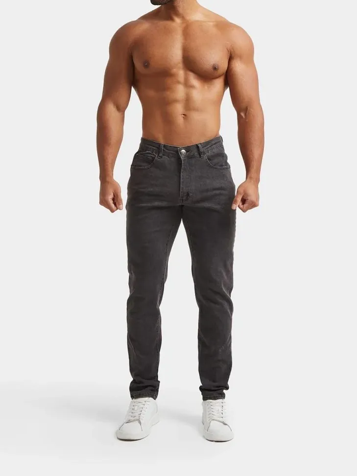Dark Grey Casual Daily Soft  Athletic Jeans