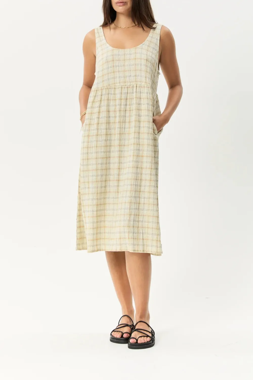 Tank Check Daily Loose Simple Plaid Dresses