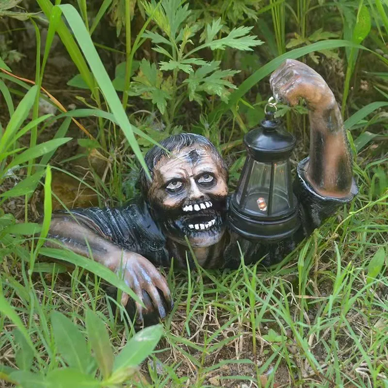 New Halloween Zombie Lantern Resin Crafts Decoration Garden Ornaments Horror Sculpture