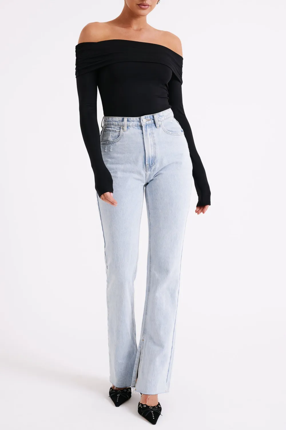 Recycled Nylon Off Shoulder Top