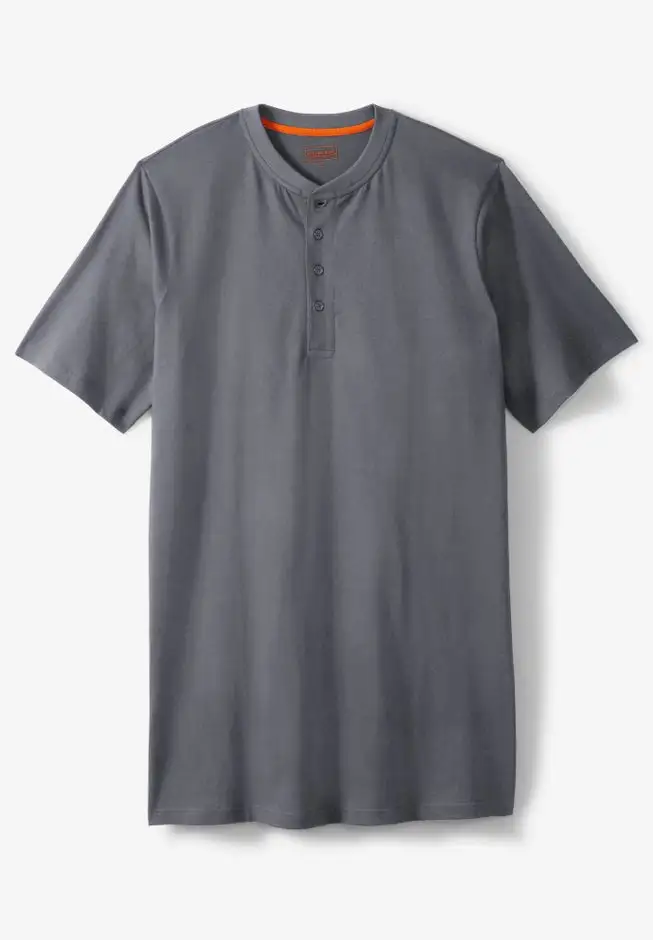 Heavyweight Longer-Length Short-Sleeve Henley Shirt