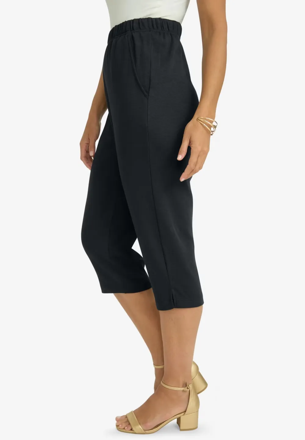 Ladies' Black Tapered 7/8 Pants