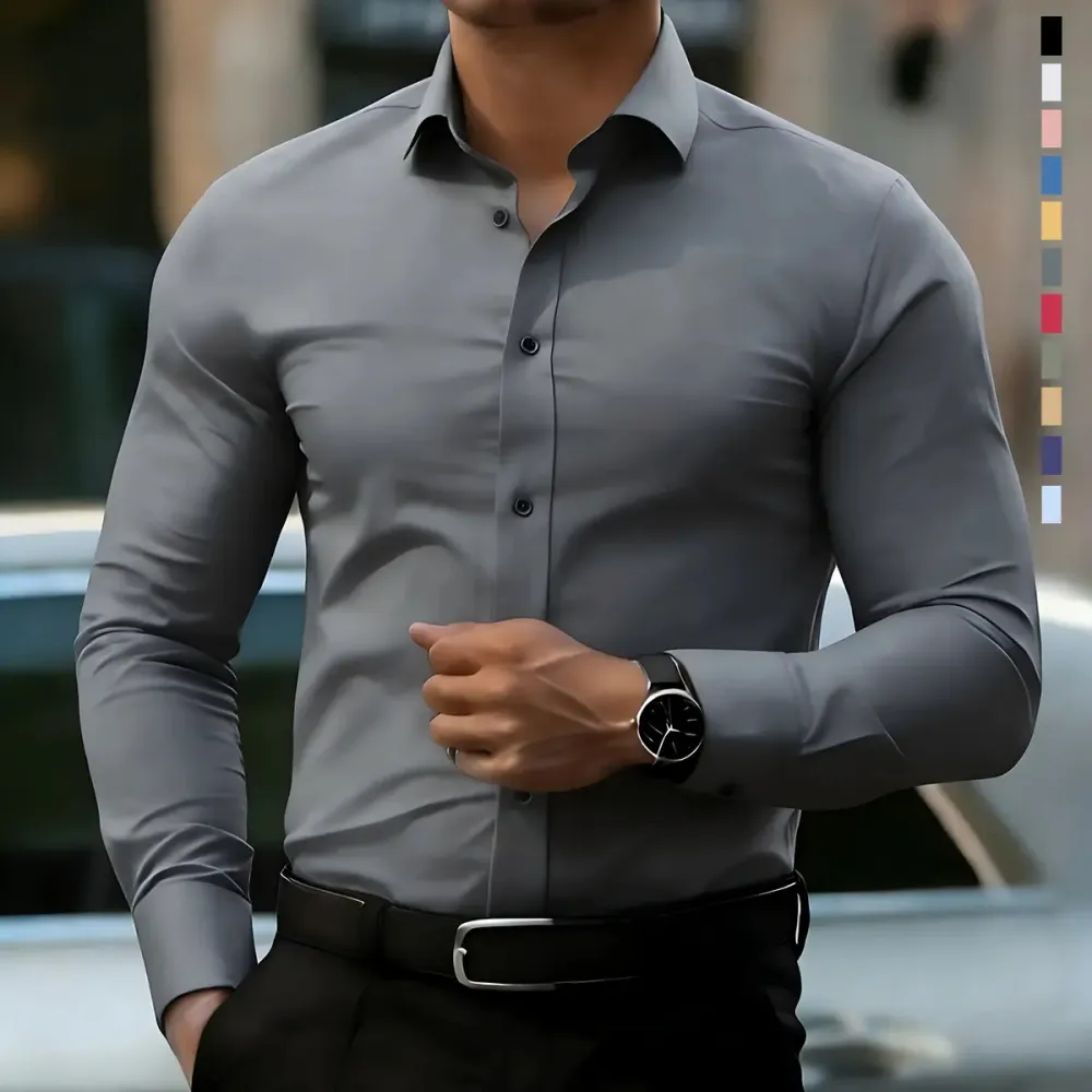 Non-Stretch Men’S Slim-Fit Long-Sleeve Shirt