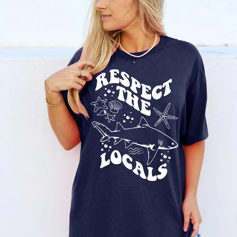Respect Locals Shark Print Loose Tee