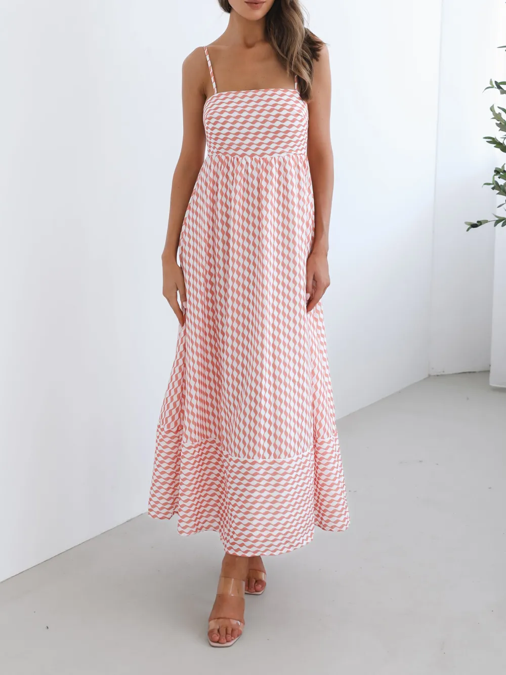 Orange Print Casual Style Dress