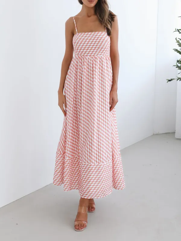 Orange Print Casual Style Dress