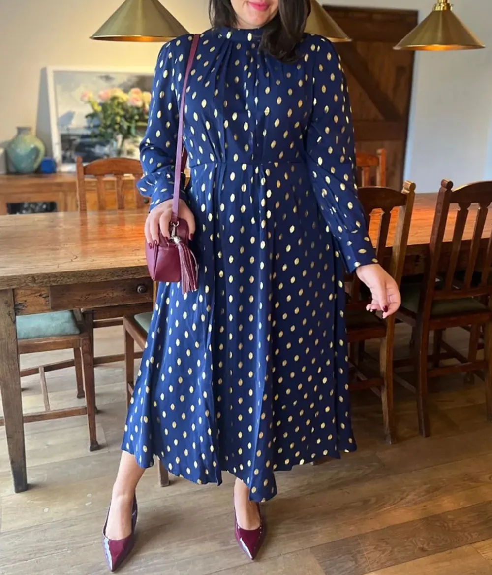 Navy Foil Print Dress