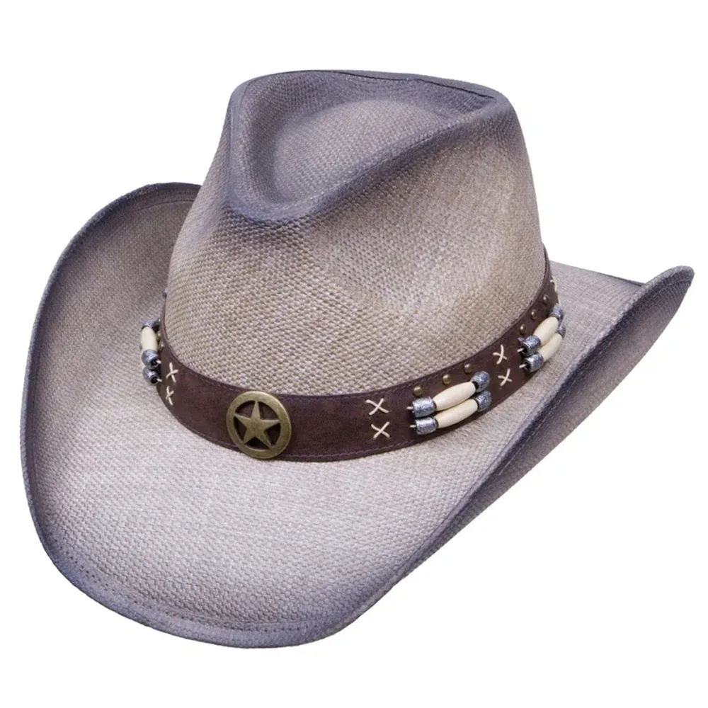 Distressed Grey Straw Cowboy Hat