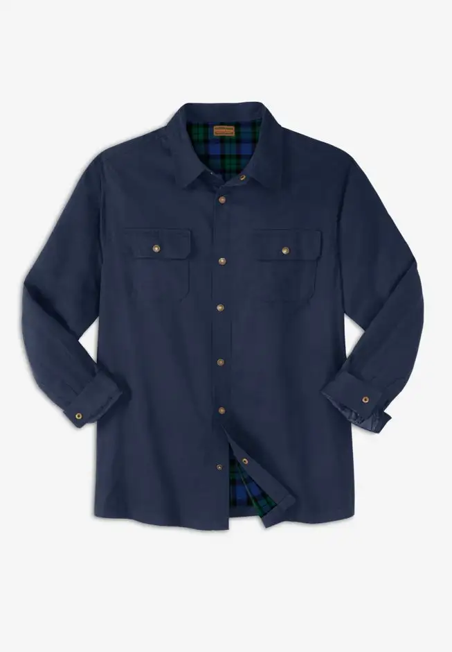 Flannel-Lined Twill Shirt Jacket