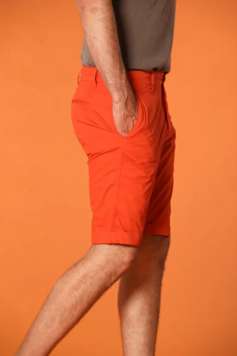 Orange Cotton Twill Cargo Shorts For Men - Regular Fit